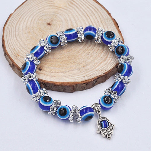 Handmade Hamsa Evil Eye Beads Elastic Couple Bracelet