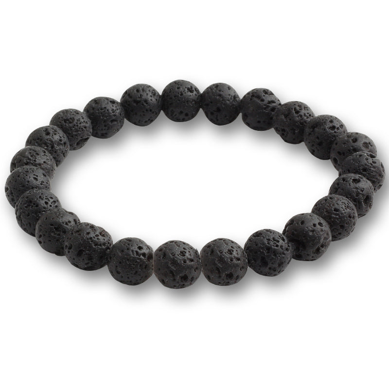 Unisex Black Lava Natural Stone Beads Bracelets