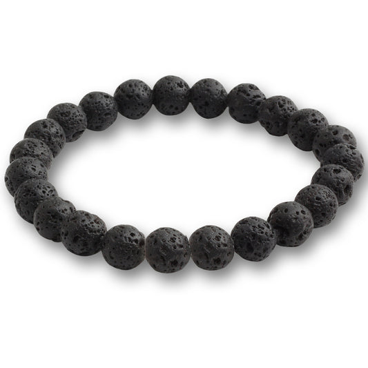 Unisex Black Lava Natural Stone Beads Bracelets