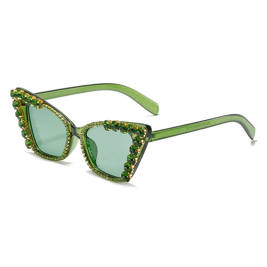 Cat Eye Sunglasses Women Brand Designer Color Lens Diamond Decoration Luxury Sexy Style