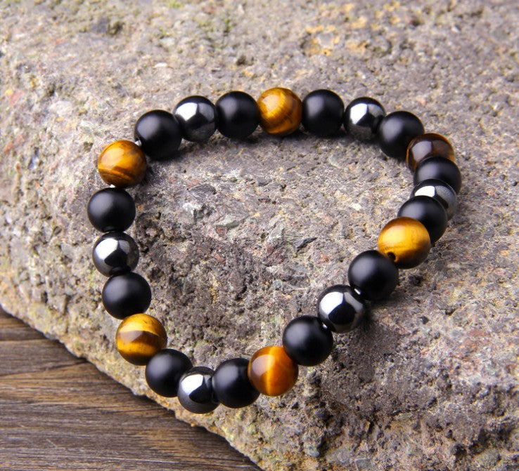 New all-match men's6mm 8mm 10mm tiger's eye obsidian hematite elastic bracelet