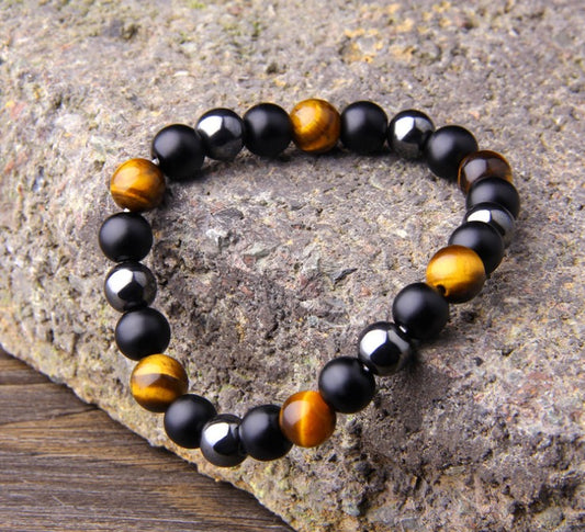 New all-match men's6mm 8mm 10mm tiger's eye obsidian hematite elastic bracelet