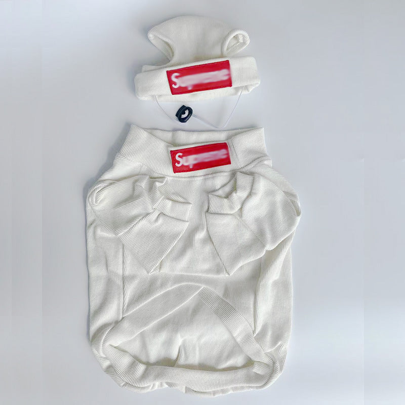 HYGGEPET Pet Clothing Fashion Brand Street Dog Clothing Fadou Teddy Schnauzer Undercoat Hat Set