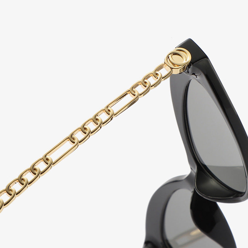 Cat Eye Sunglasses Personality Chain Temple for Women