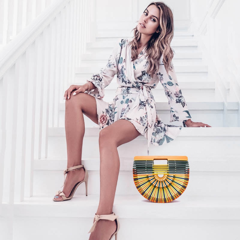 Women Bamboo Bag Summer Beach Bags For Women Woven Hollow Out Bamboo Handbag Lady Wood Clutch Bags Handmade Handbags Bolso Bambu