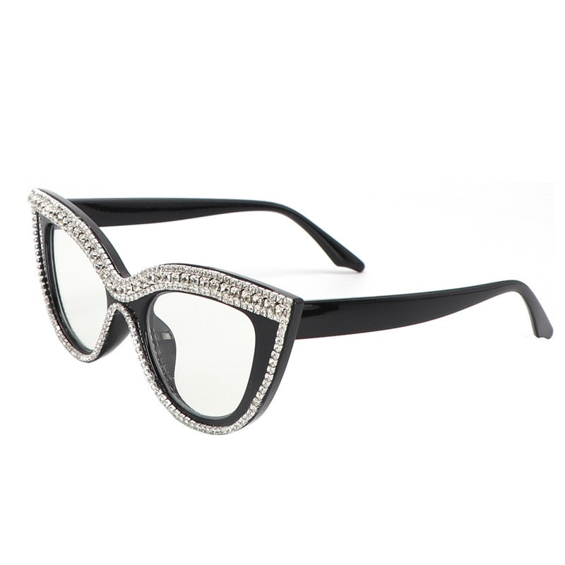 Fashion Anti Blue Ray Reading Glasses Cat Eye Rhinestone Trim  From  +100  To +400