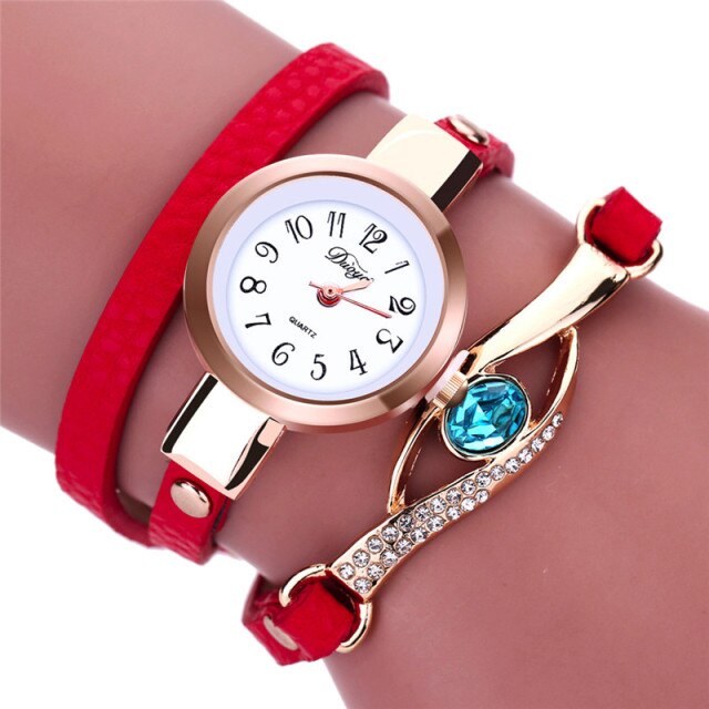 Women Watches Eye Gemstone Luxury Gold Bracelet Quartz