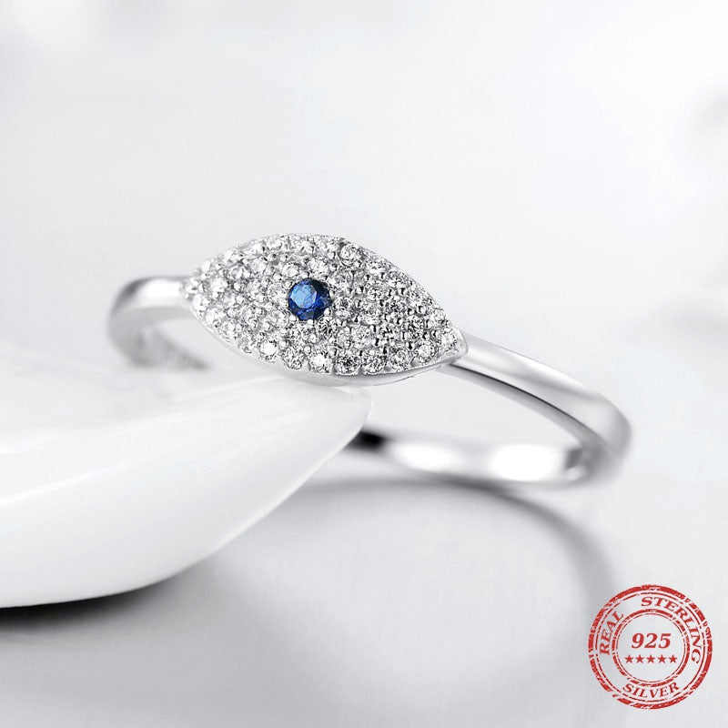 Cubic Zirconia Blue Eye Lucky Finger Rings For Women Luxury Charm Fashion Fine Jewelry
