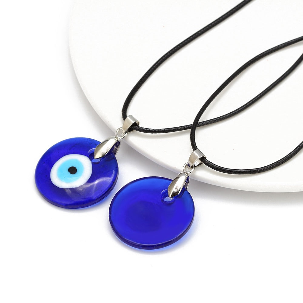 Blue Glass Evil Eye Necklace Pendants For Women