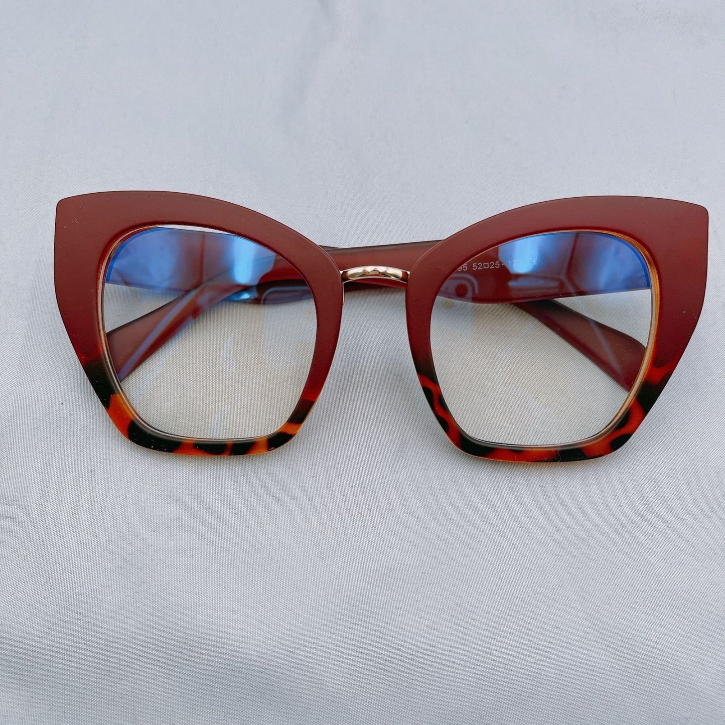 Large frame cat eye flat lenses for women's anti blue light eye protection PC full frame glasses