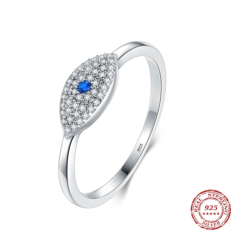 Cubic Zirconia Blue Eye Lucky Finger Rings For Women Luxury Charm Fashion Fine Jewelry