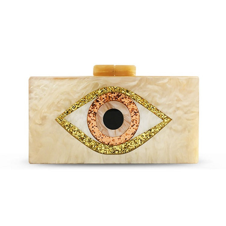 Women's Bag Evil Eye Acrylic Dinner Bag Eye Splicing Party Handbag One Shoulder Box Bag