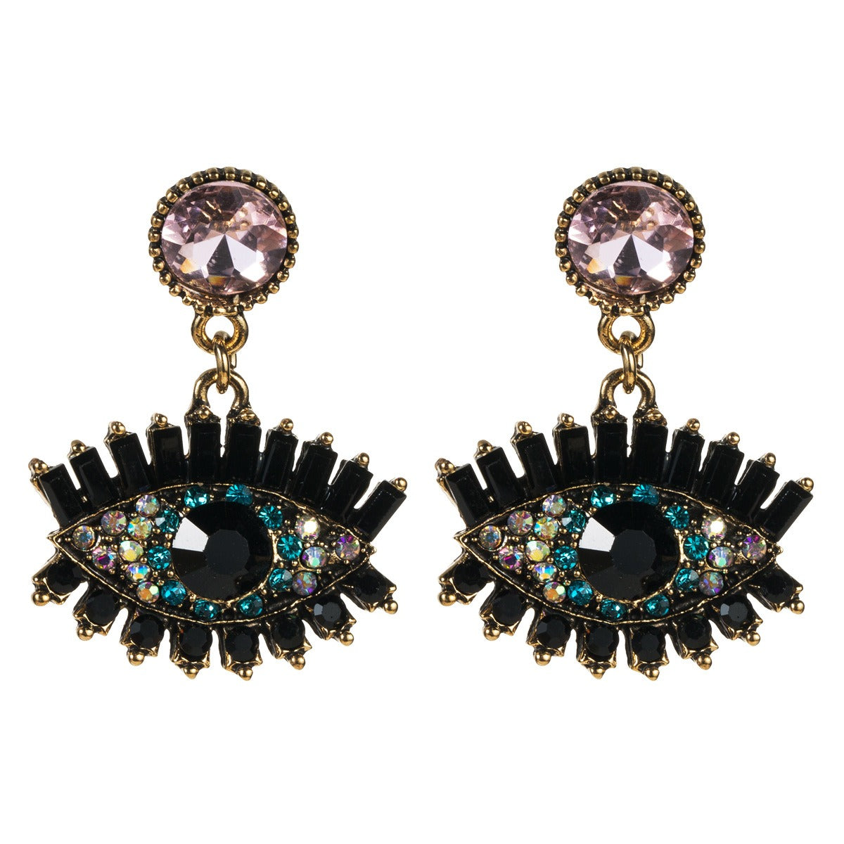 Exaggerated creative devil's eye earrings for women autumn and winter fashion retro style bohemian style