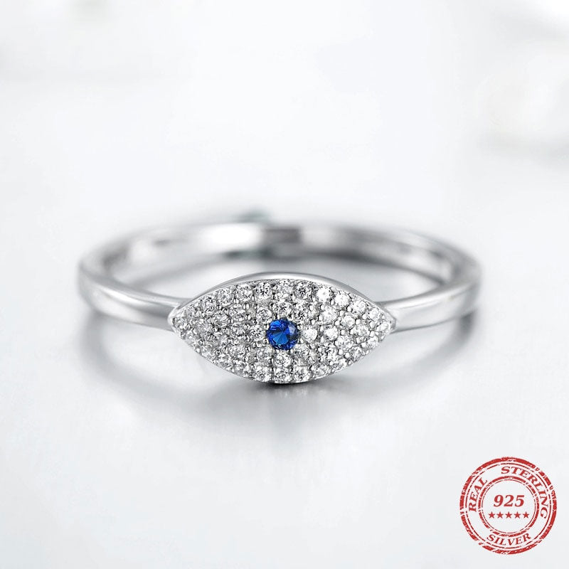 Cubic Zirconia Blue Eye Lucky Finger Rings For Women Luxury Charm Fashion Fine Jewelry