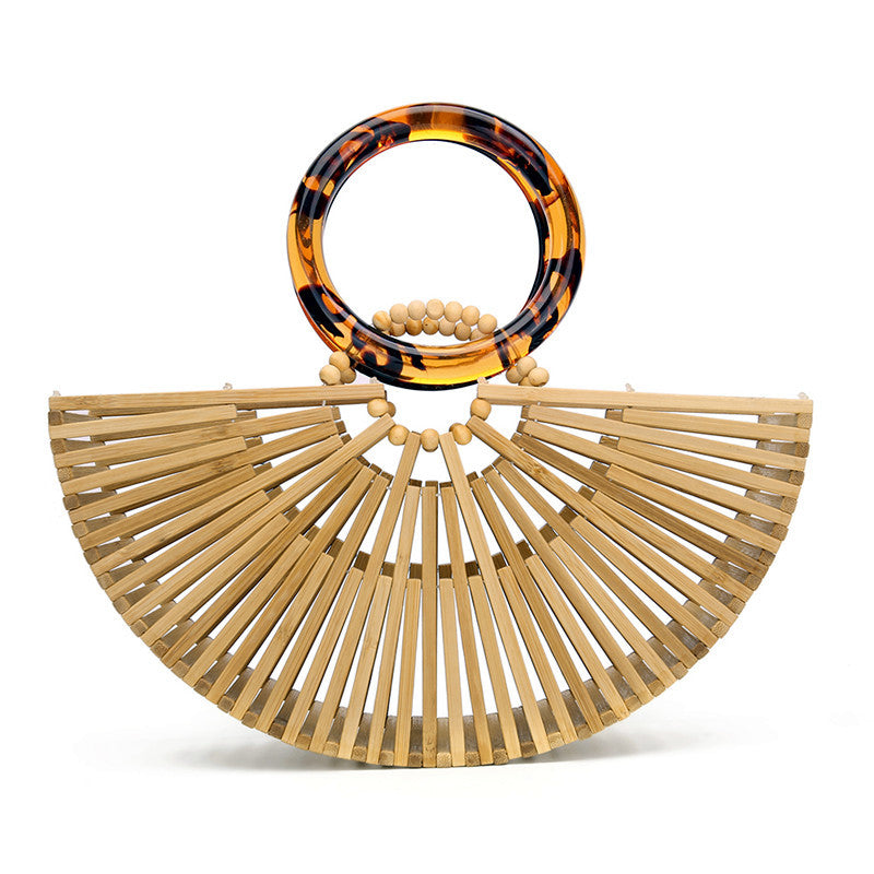 Bamboo Acrylic Handbags Hollow Woven Bags European and American Style Retro Beach Bags