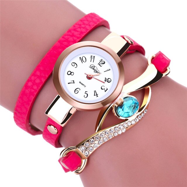 Women Watches Eye Gemstone Luxury Gold Bracelet Quartz