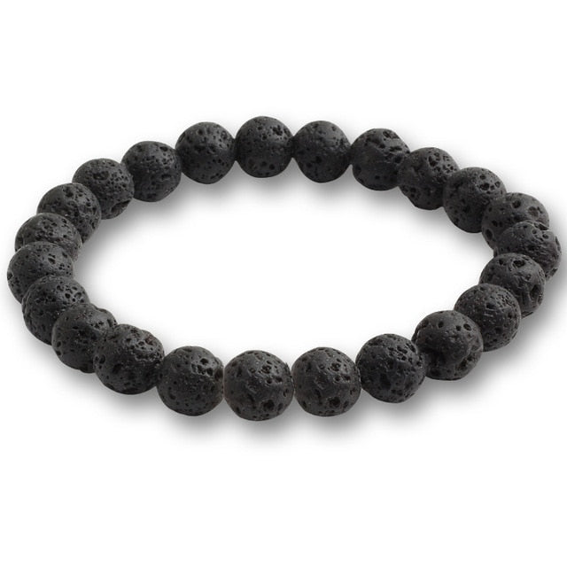 Unisex Black Lava Natural Stone Beads Bracelets