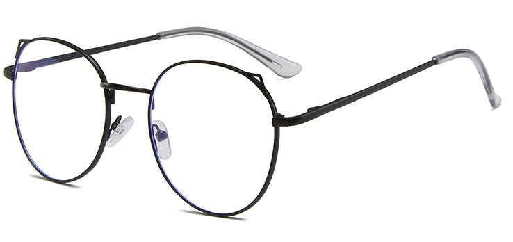 New metal anti-blue glasses fashion cat eye flat mirror