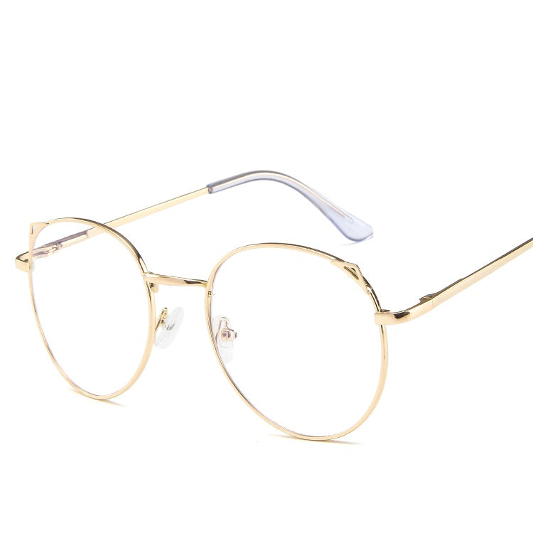 New metal anti-blue glasses fashion cat eye flat mirror