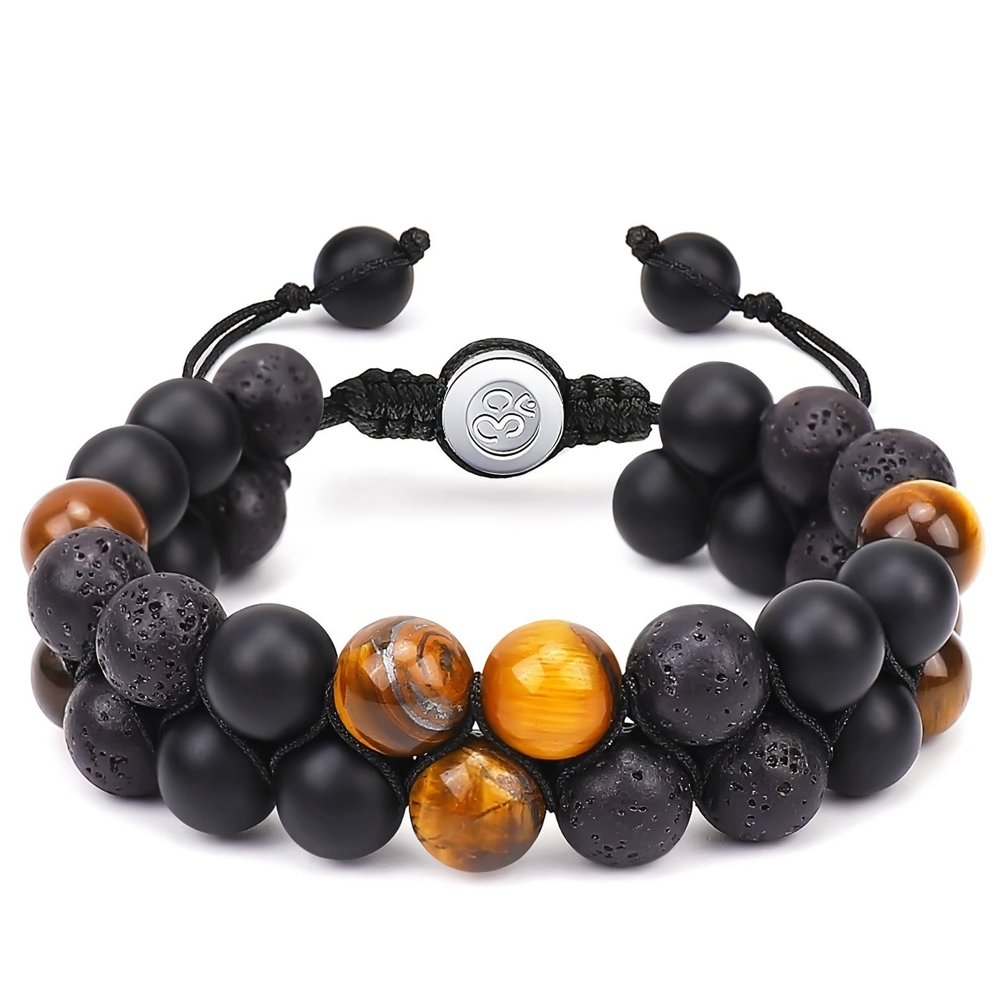 Natural Tiger Eye Agate Bracelet Men's Woven Adjustable Black Magnet Yoga Beaded Bracelet