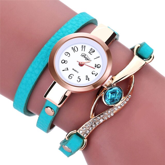Women Watches Eye Gemstone Luxury Gold Bracelet Quartz