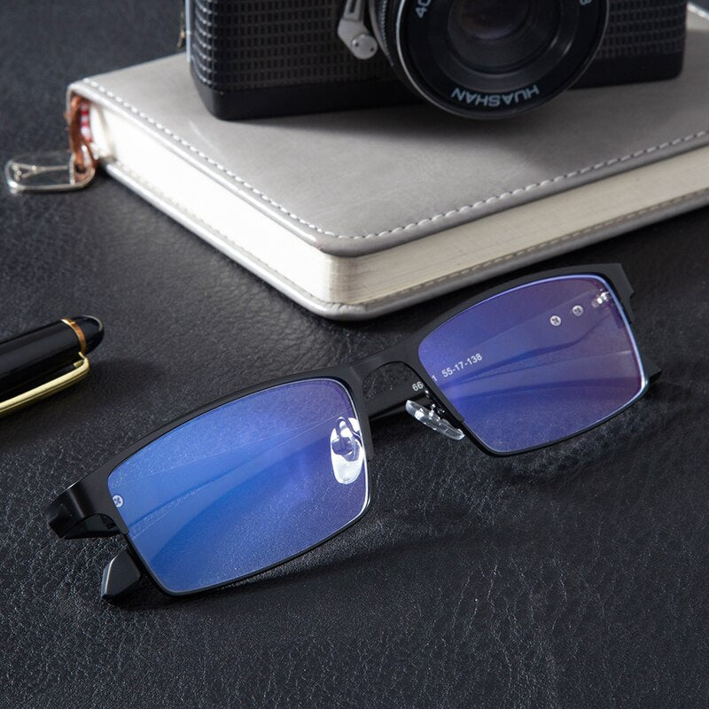 Titanium Computer Glasses Blue Light Blocking Filter Reduces Digital Eye Strain