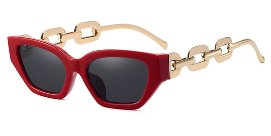 Vintage sunglasses women square fashion chain.