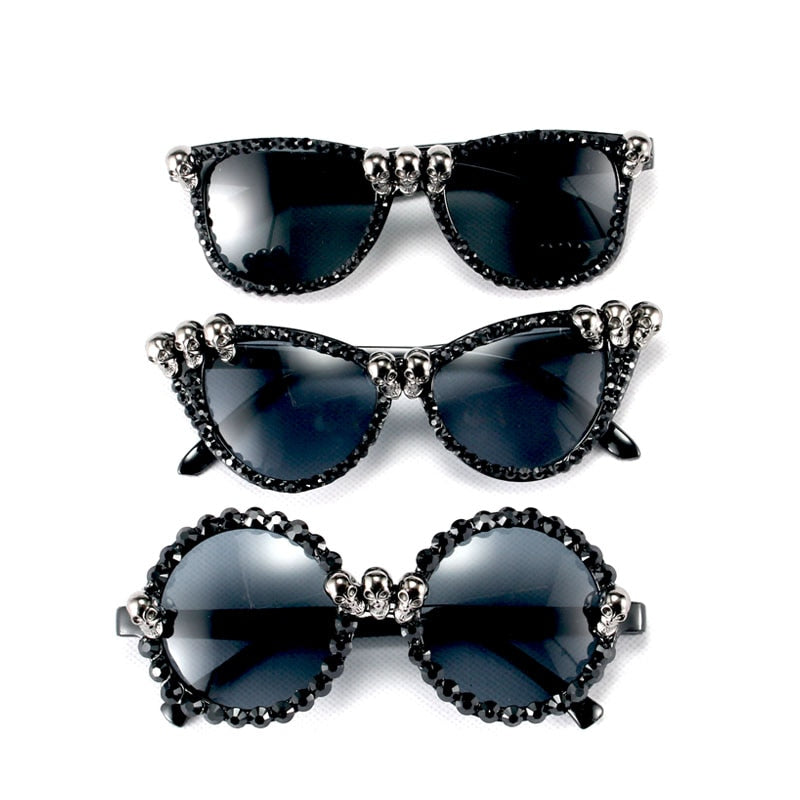 Gothic Skull Sunglasses  Crystal Punk Sun Glasses