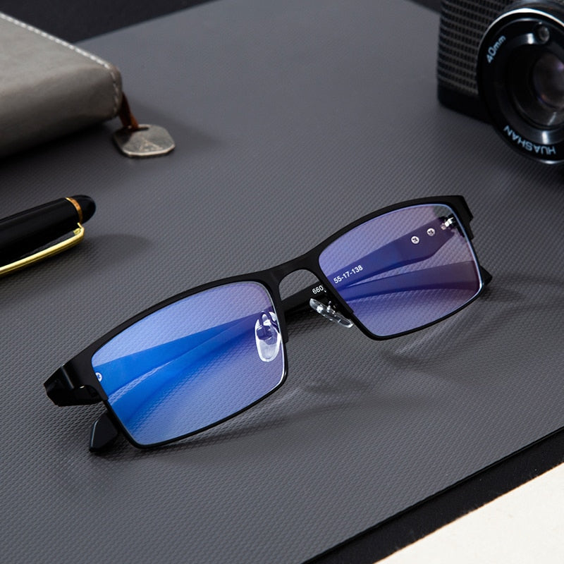 Titanium Computer Glasses Blue Light Blocking Filter Reduces Digital Eye Strain