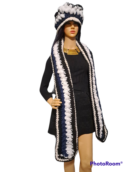 The Queens Comfort Beautiful Hand Crocheted Hat & Scarf Set