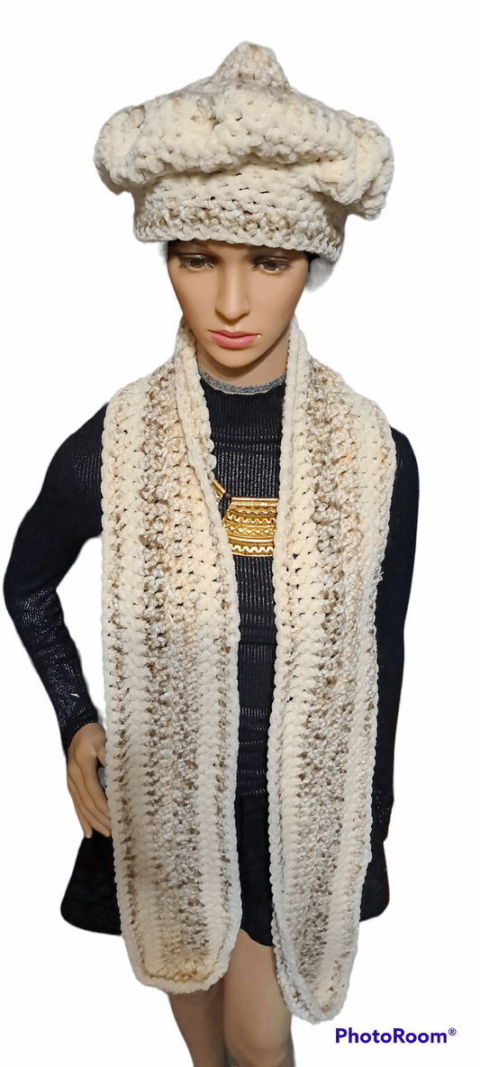 Miss Pretty In Variegated Yellow Hat & Scarf Set