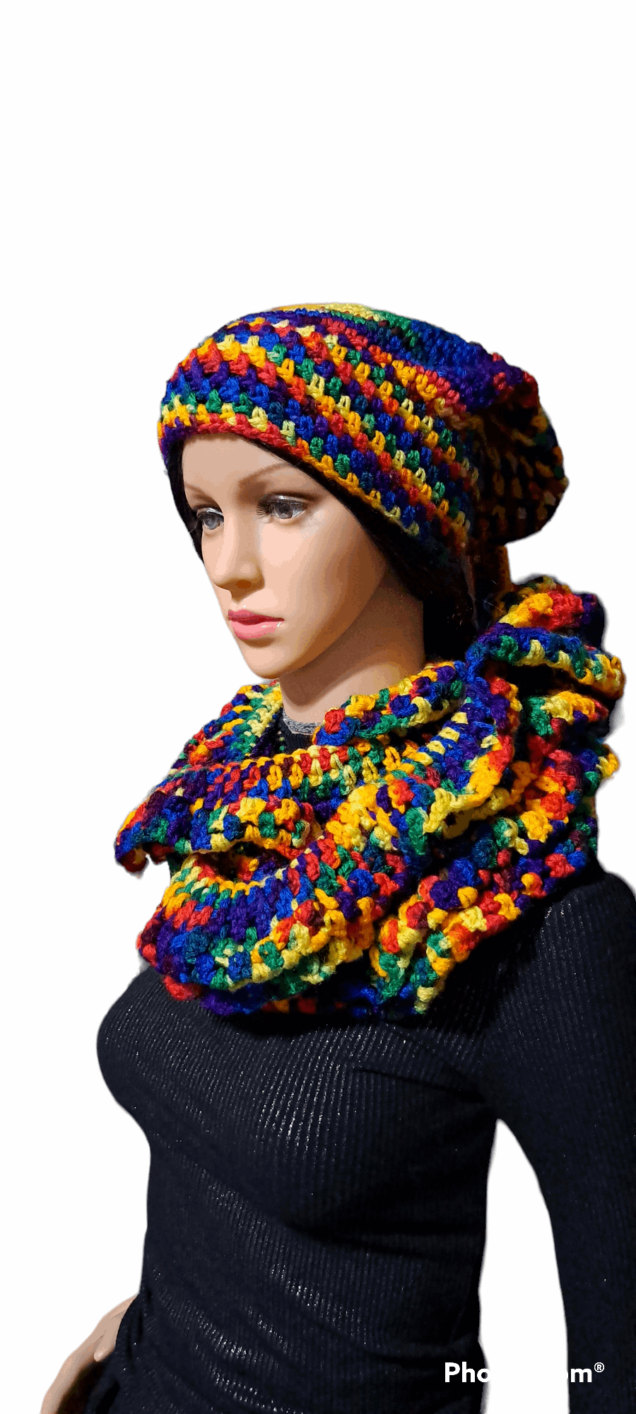 Bright Multi-Colored Infinity Hat & Scarf Set