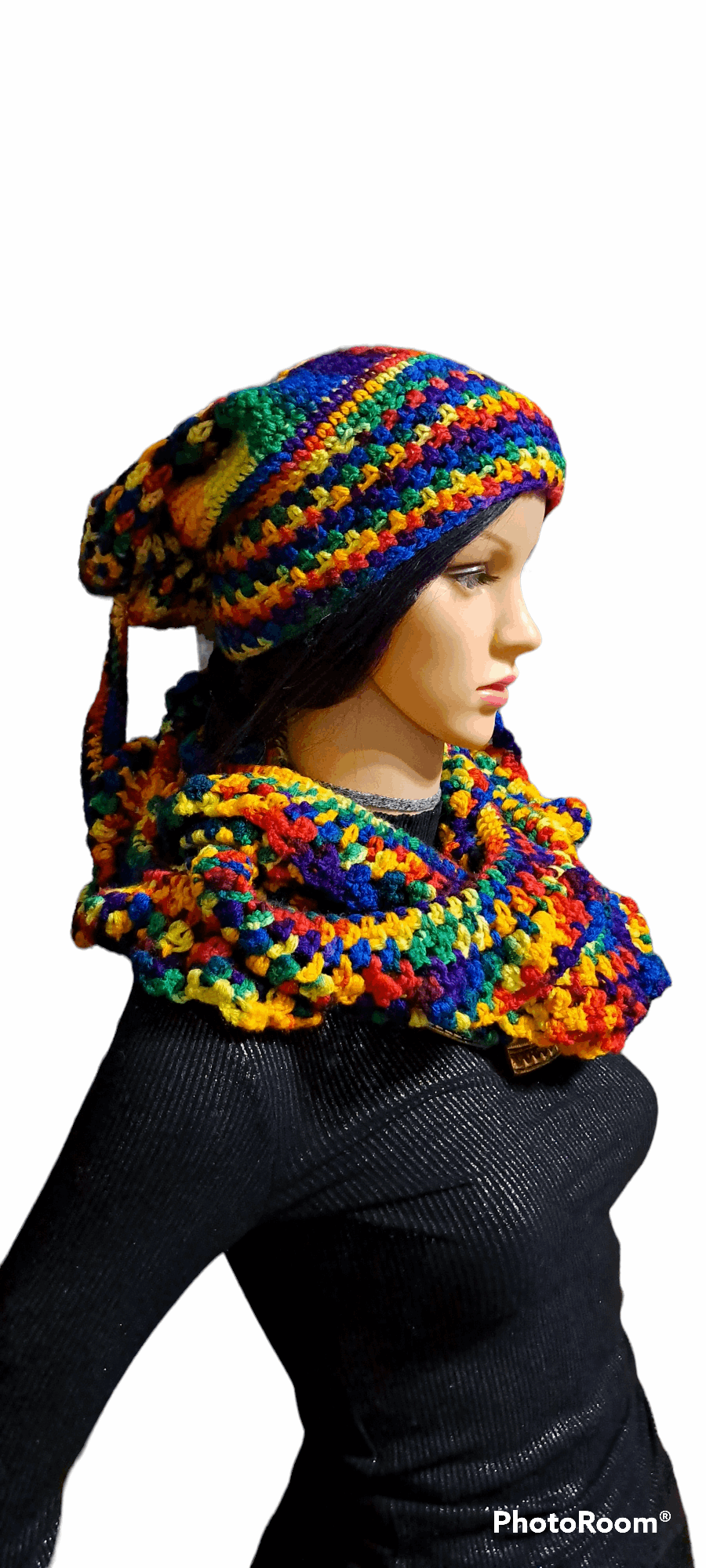 Bright Multi-Colored Infinity Hat & Scarf Set