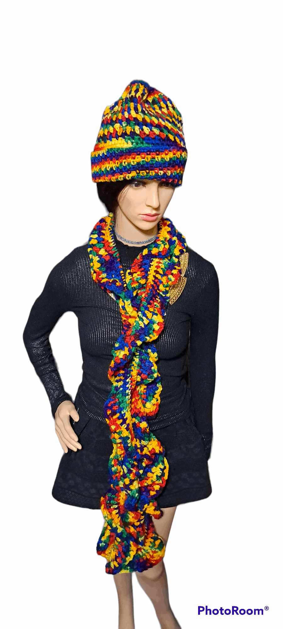 Bright Multi-Colored Infinity Hat & Scarf Set