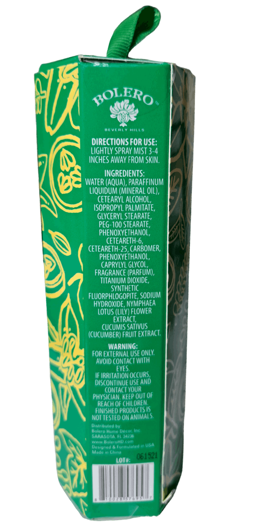 Bolero Water Lily & Cucumber Moisturizing Body Mist