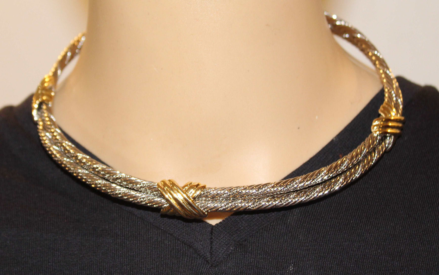 Gold and Silver X Chain w/ Earrings