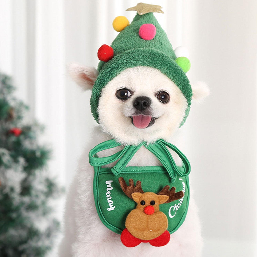 Holiday Christmas Scarf Bibs and Hat Pet Dress Up Costume_5